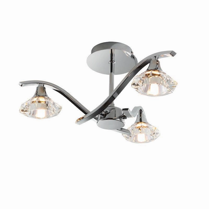 Endon Langella 3 Arm Chrome Semi Flush Ceiling Light