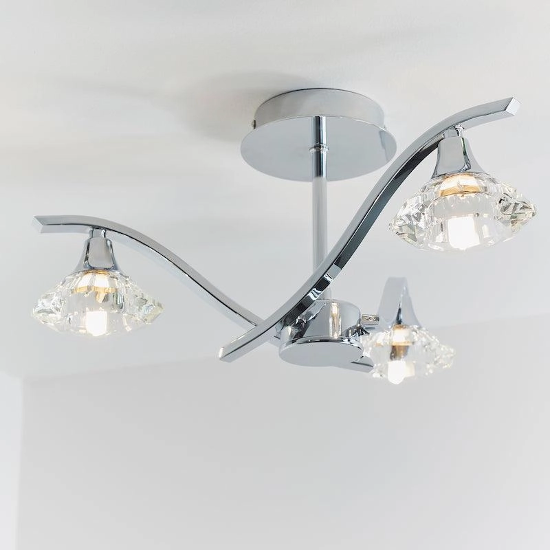 Endon Langella 3 Arm Chrome Semi Flush Ceiling Light