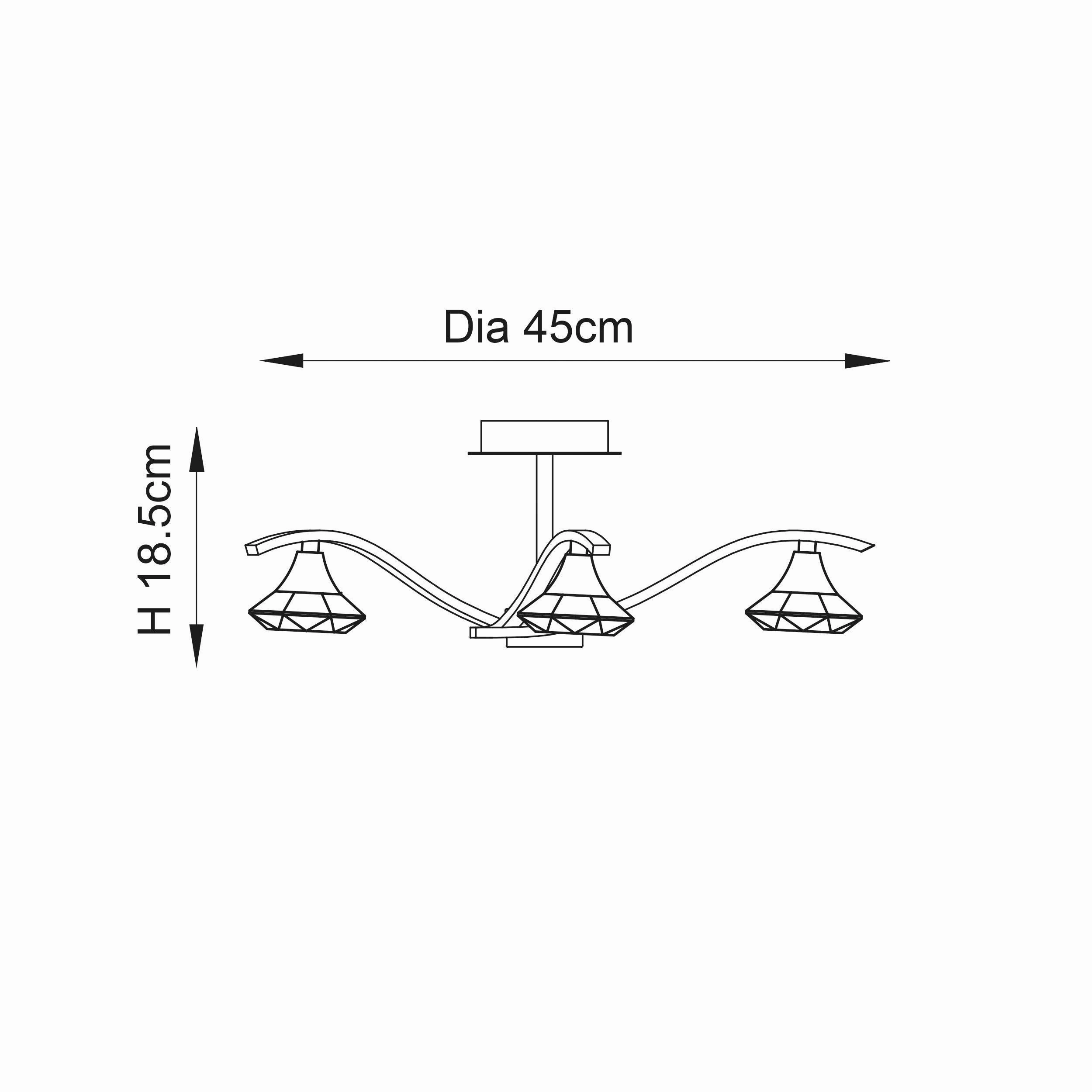 Endon Langella 3 Arm Chrome Semi Flush Ceiling Light