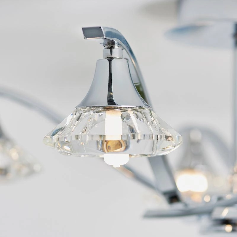 Endon Langella 5 Arm Chrome Semi Flush Ceiling Light