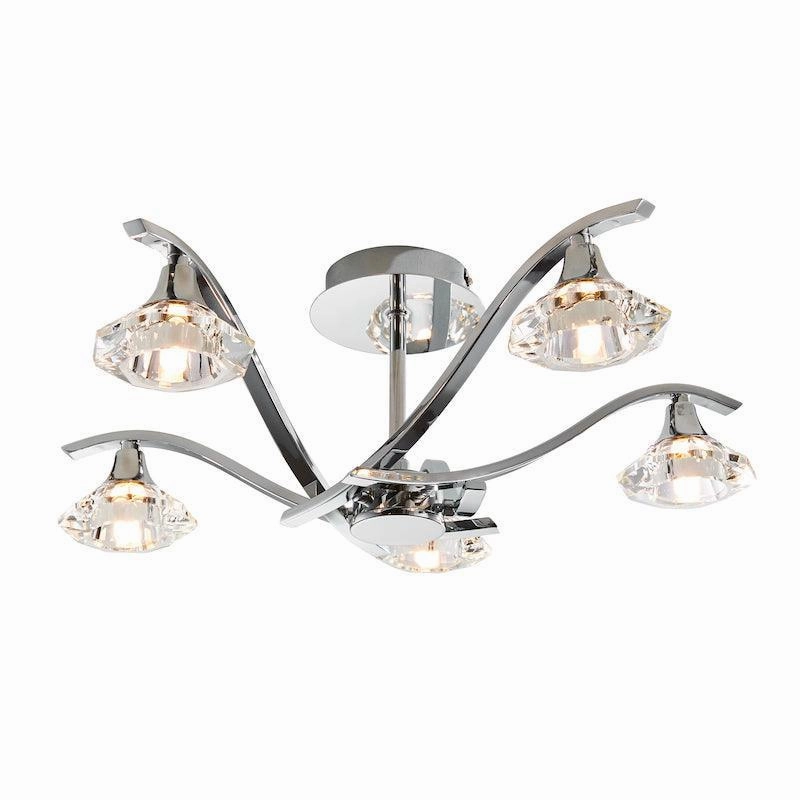 Endon Langella 5 Arm Chrome Semi Flush Ceiling Light