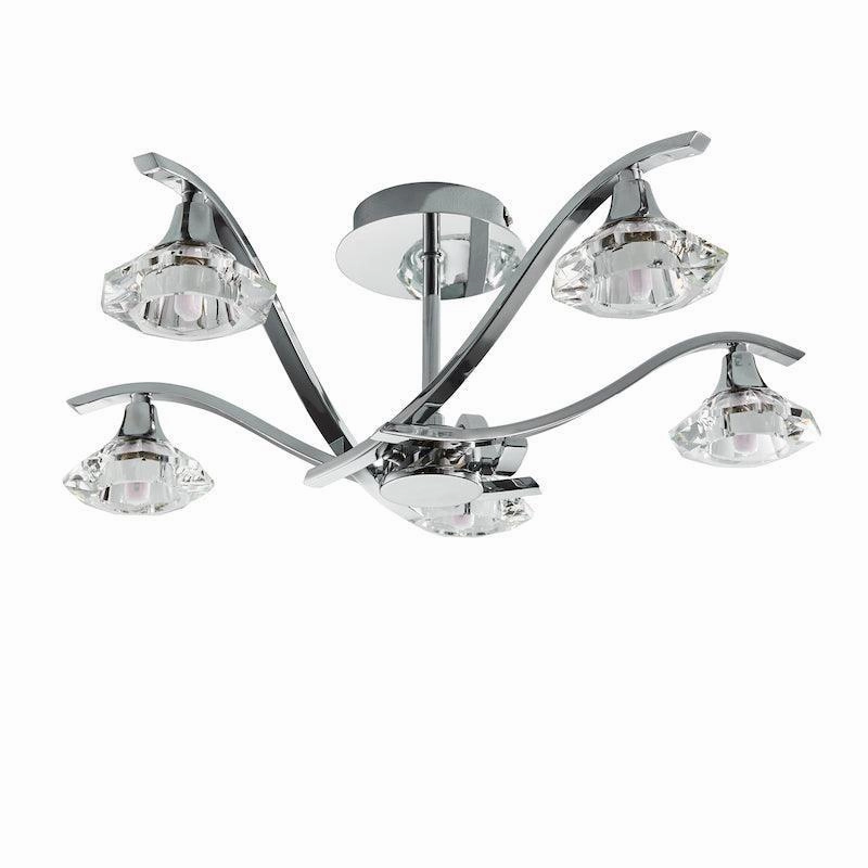 Endon Langella 5 Arm Chrome Semi Flush Ceiling Light