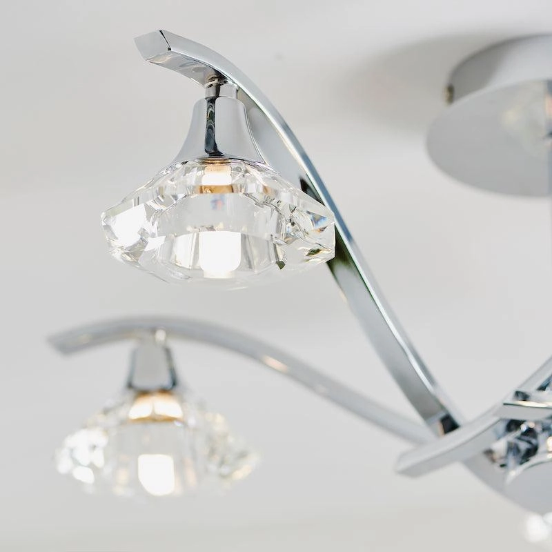 Endon Langella 5 Arm Chrome Semi Flush Ceiling Light