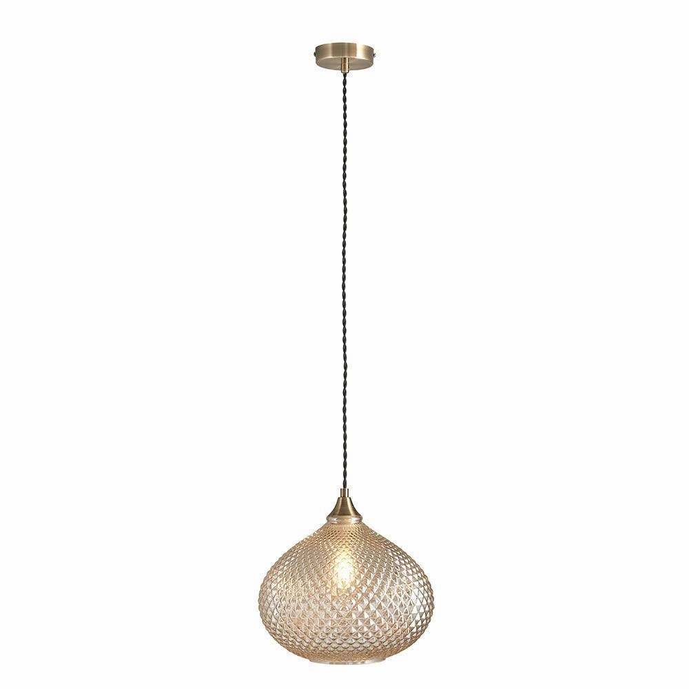 Endon Livia 1 Light Antique Brass Ceiling Pendant