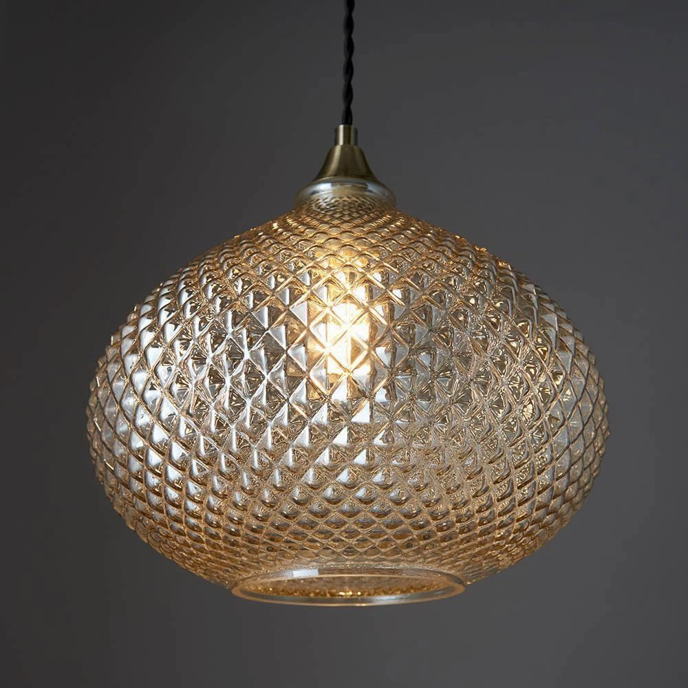 Endon Livia 1 Light Antique Brass Ceiling Pendant