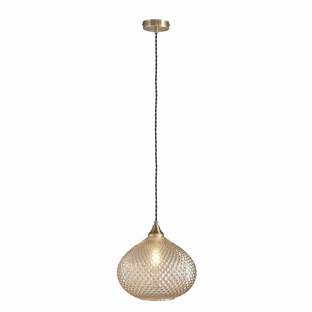 Endon Livia 1 Light Antique Brass Ceiling Pendant