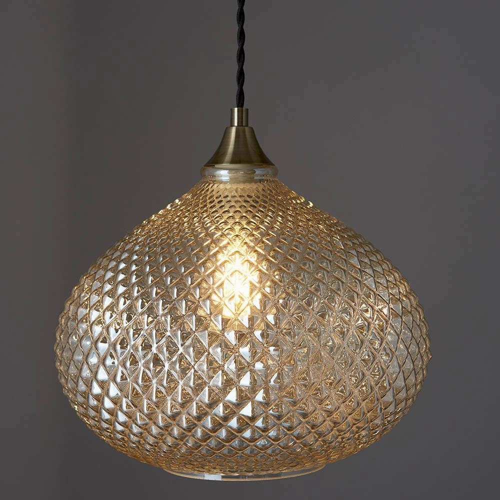 Endon Livia 1 Light Antique Brass Ceiling Pendant