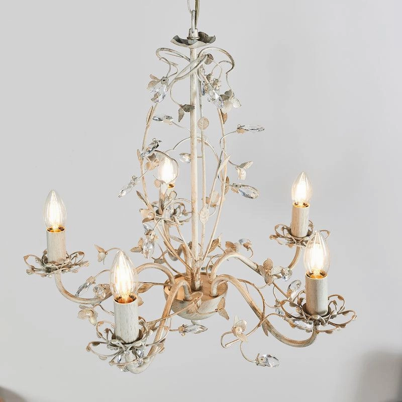 Endon Lullaby Cream & Gold Painted 5 Light Chandelier