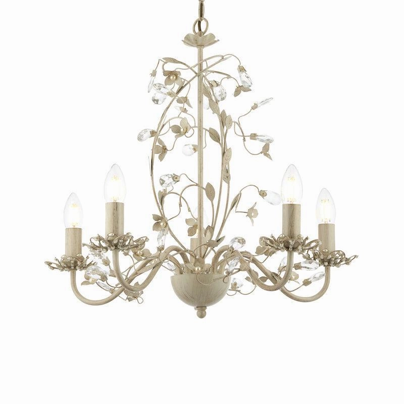 Endon Lullaby Cream & Gold Painted 5 Light Chandelier