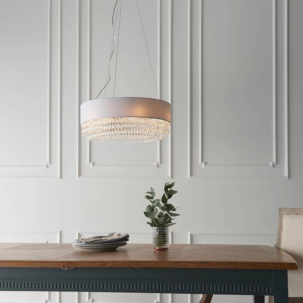 Endon Malmesbury 6 Light Silver Grey Pendant Ceiling Light
