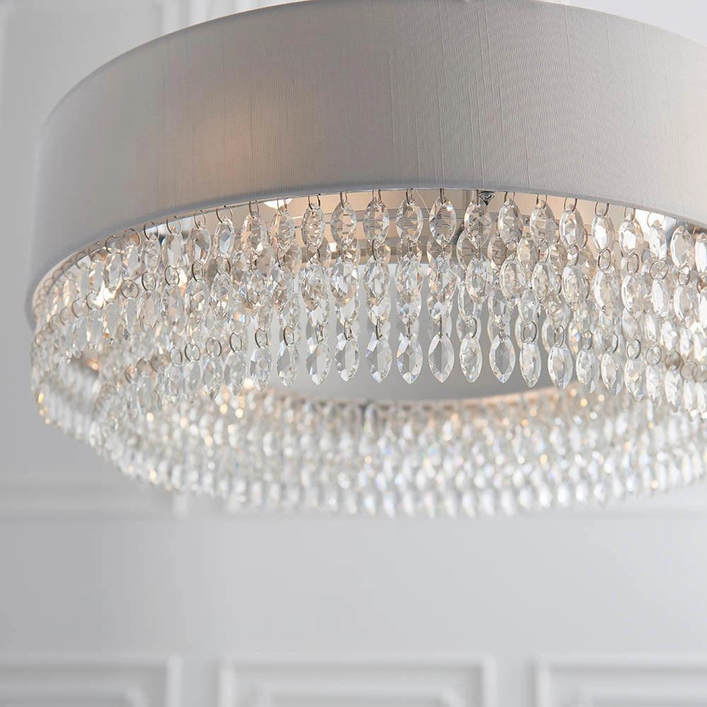 Endon Malmesbury 6 Light Silver Grey Pendant Ceiling Light