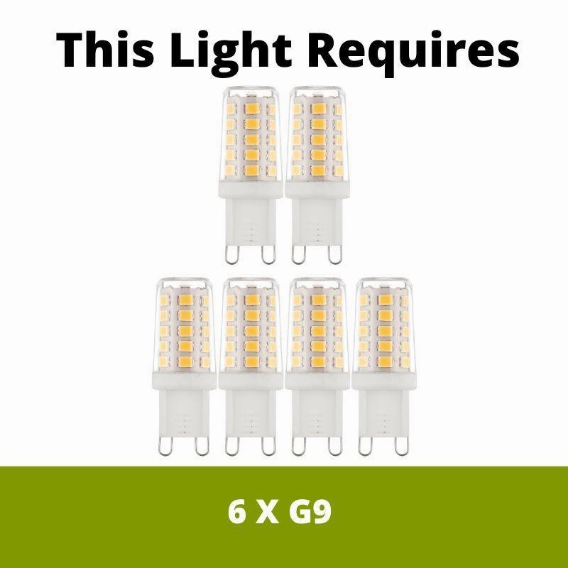 Endon Malmesbury 6 Light Silver Grey Pendant Ceiling Light