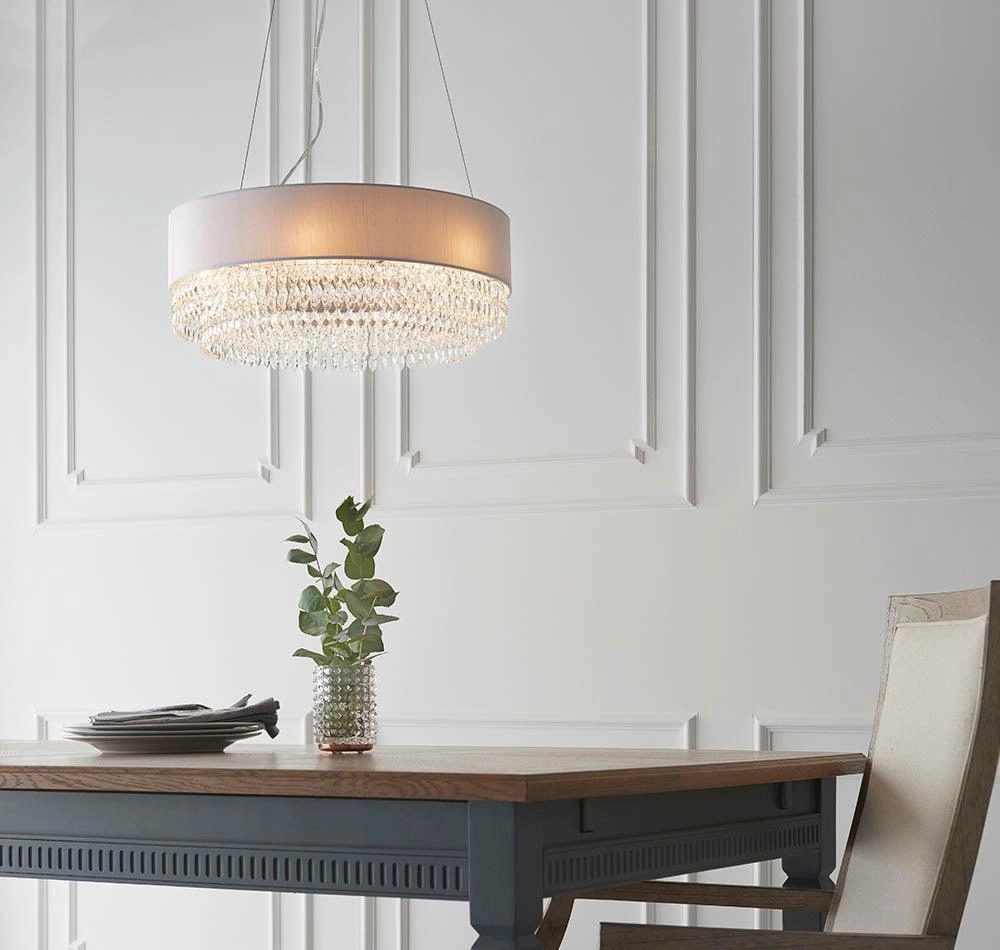 Endon Malmesbury 6 Light Silver Grey Pendant Ceiling Light
