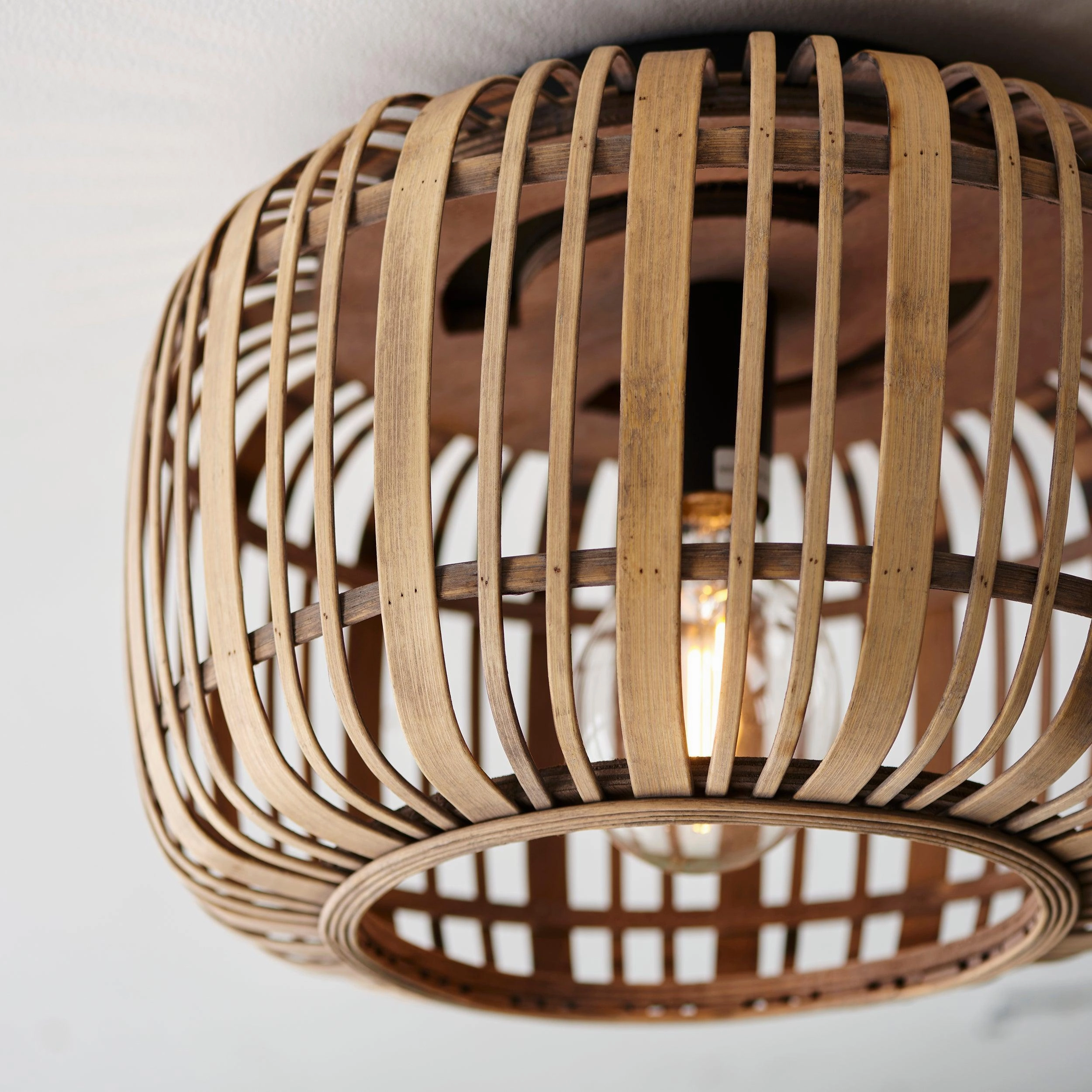 Endon Mathias 1 Light Bamboo Cage Ceiling Flush