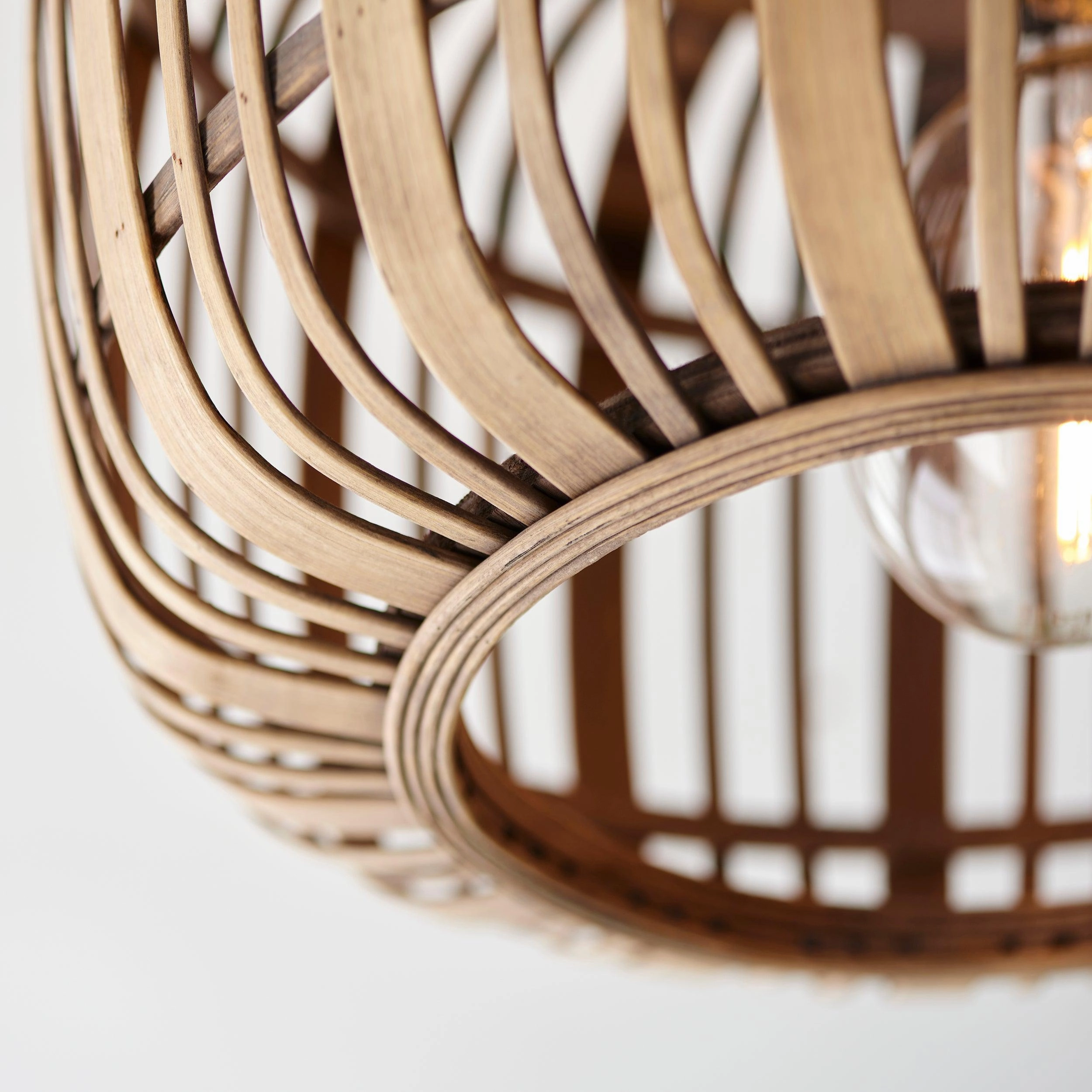 Endon Mathias 1 Light Bamboo Cage Ceiling Flush