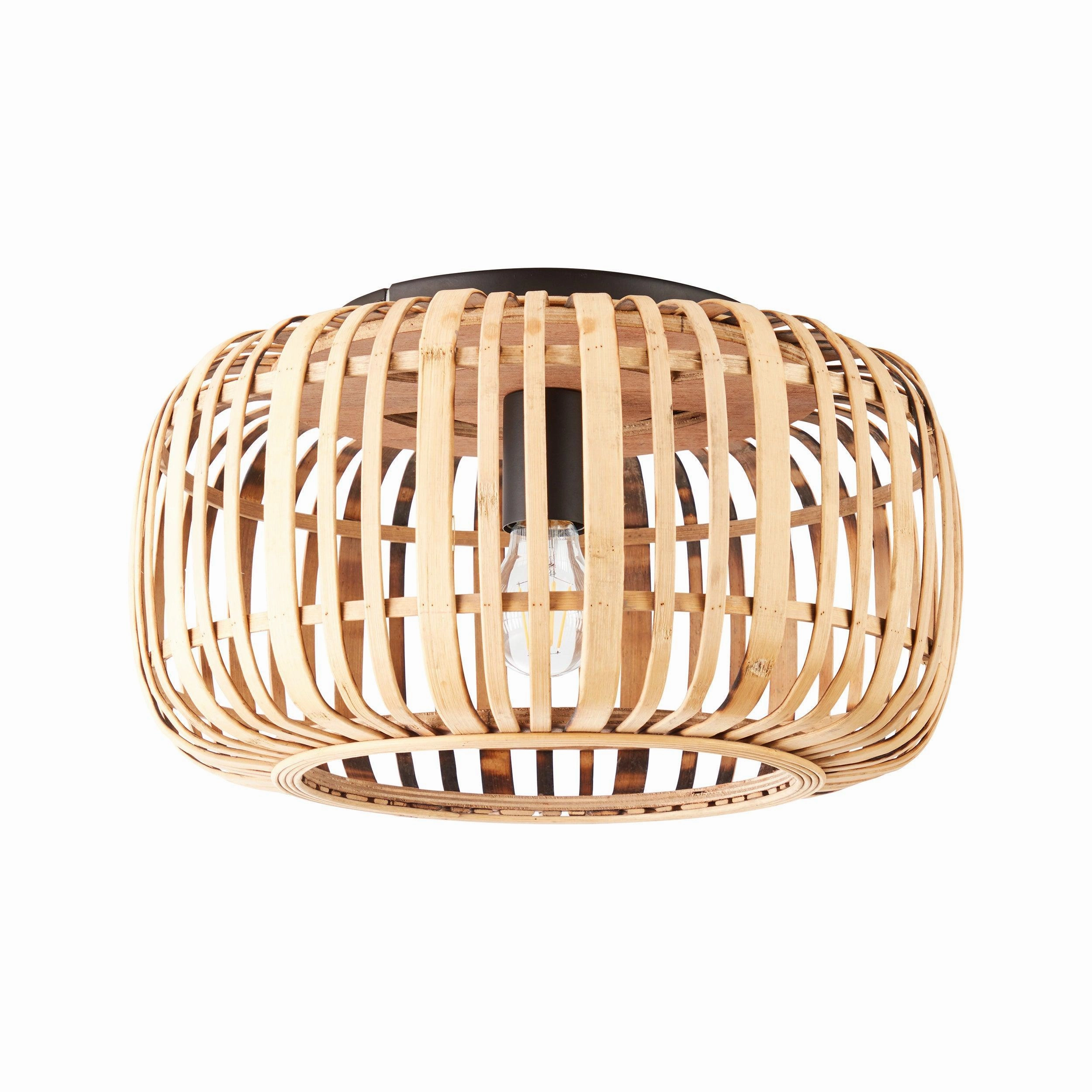 Endon Mathias 1 Light Bamboo Cage Ceiling Flush