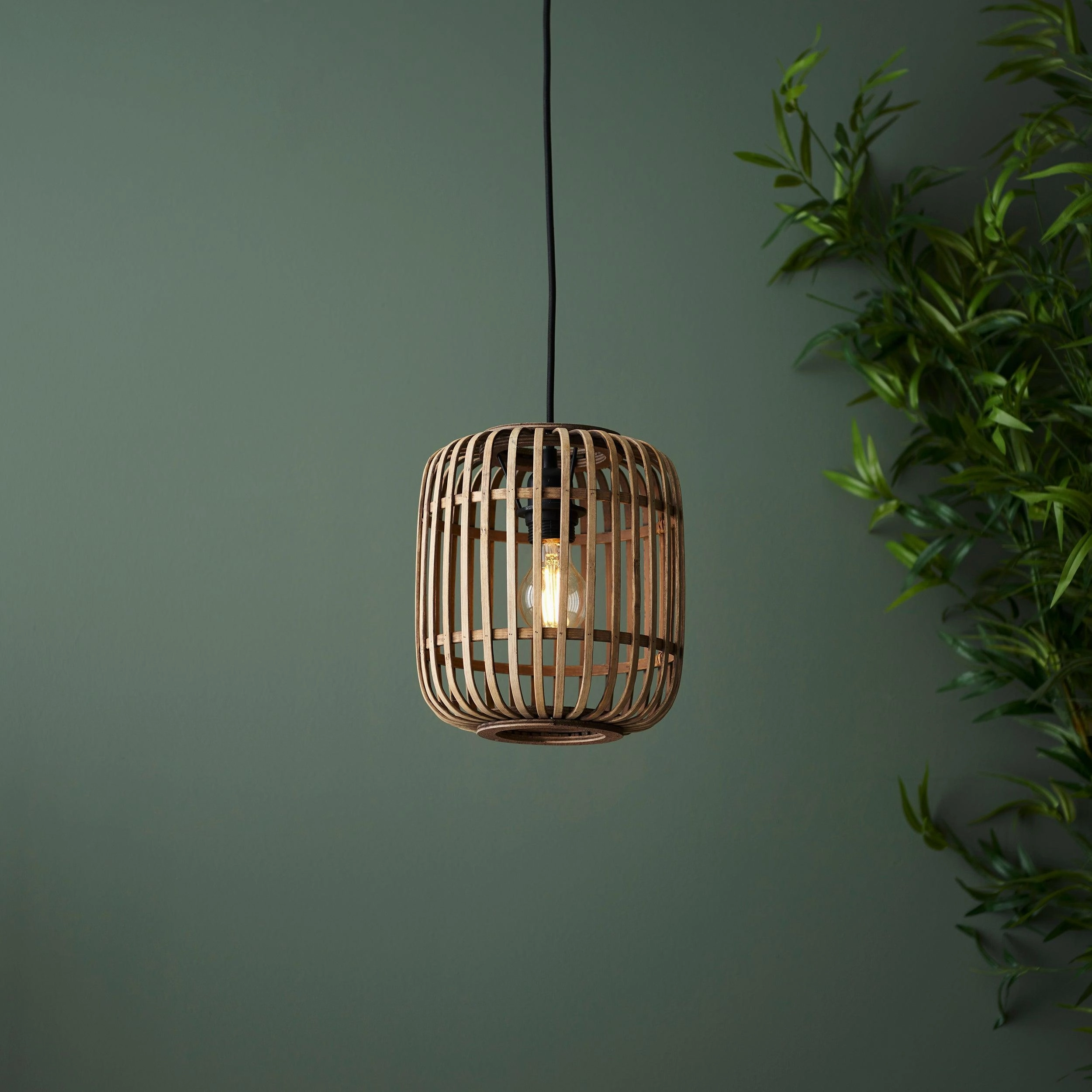 Endon Mathias Natural Bamboo Adjustable Ceiling Pendant