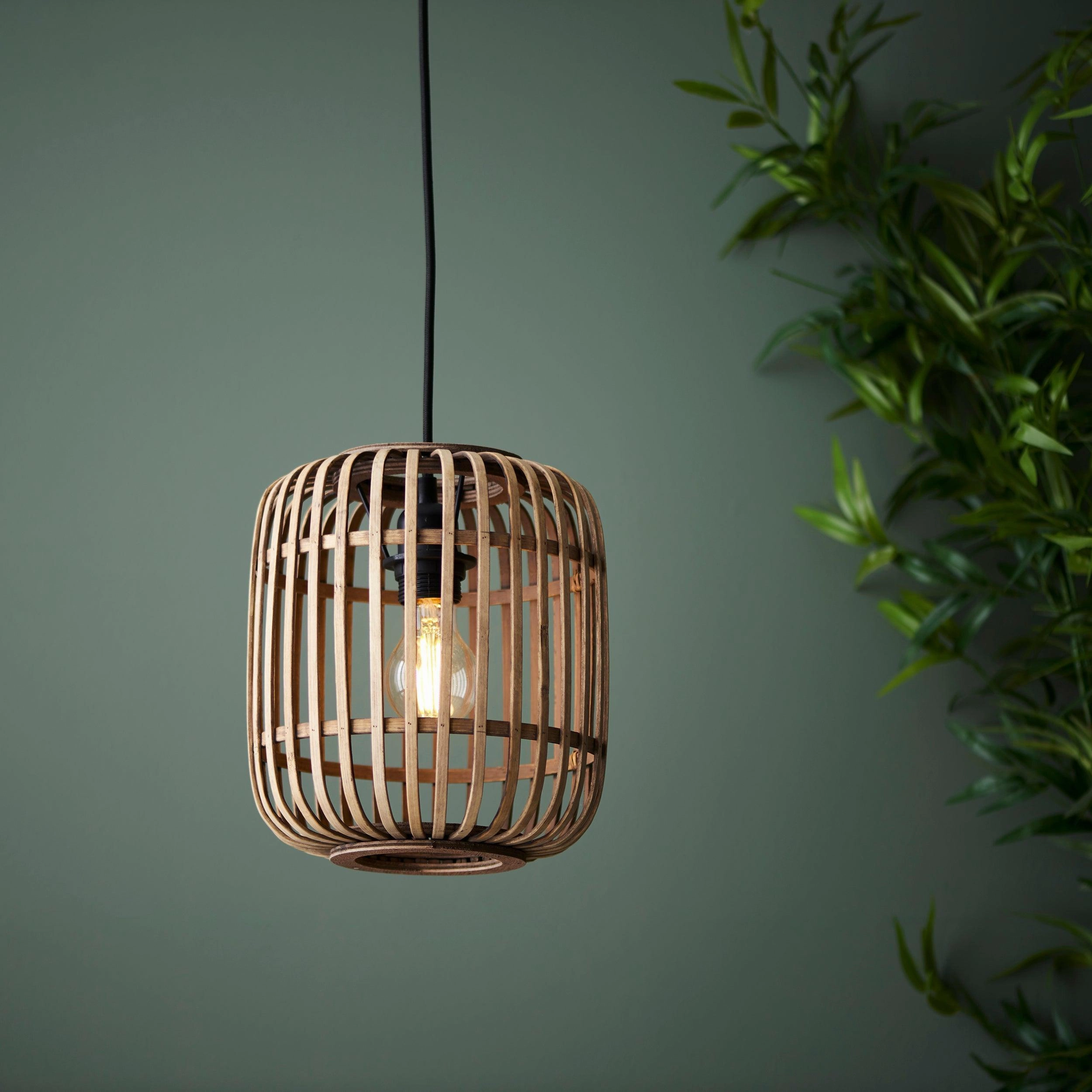 Endon Mathias Natural Bamboo Adjustable Ceiling Pendant