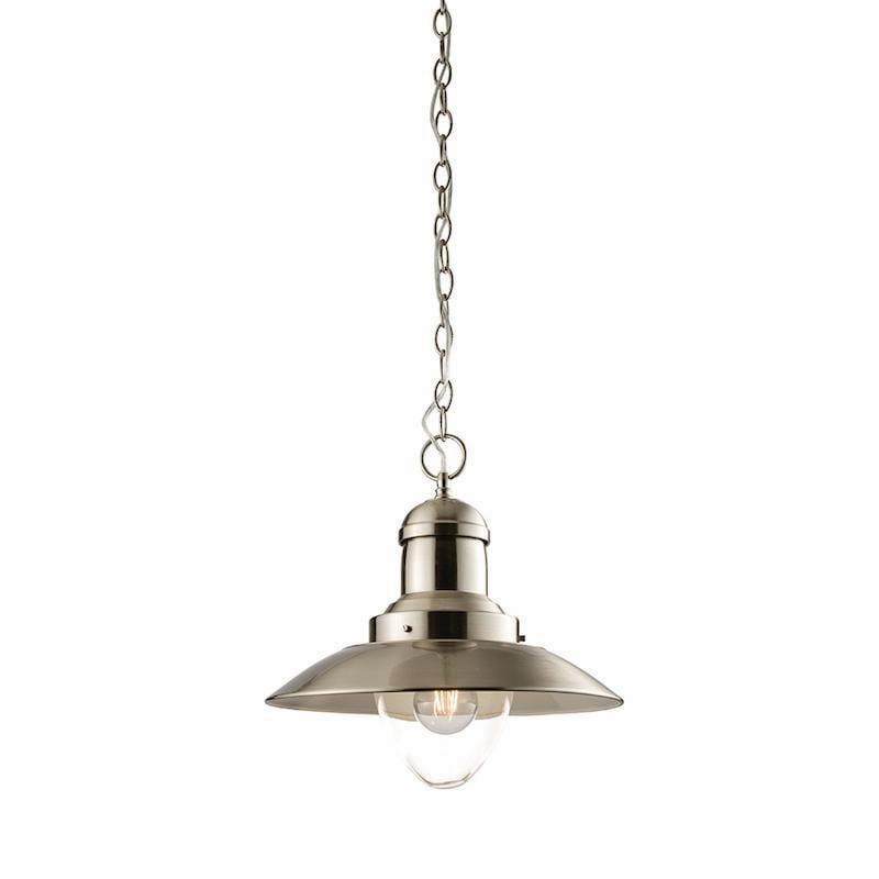 Endon Mendip 1 Light Nickel Ceiling Pendant - Glass Shade modern ceiling lamp