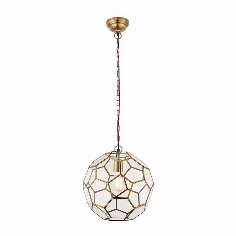 Endon Miele 1 Light Brass & Glass Ceiling Pendant modern ceiling lamp