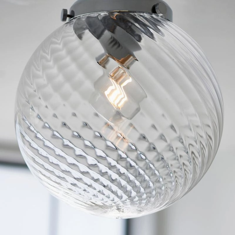Endon Milston 1 Light Glass Flush Bathroom Ceiling Light