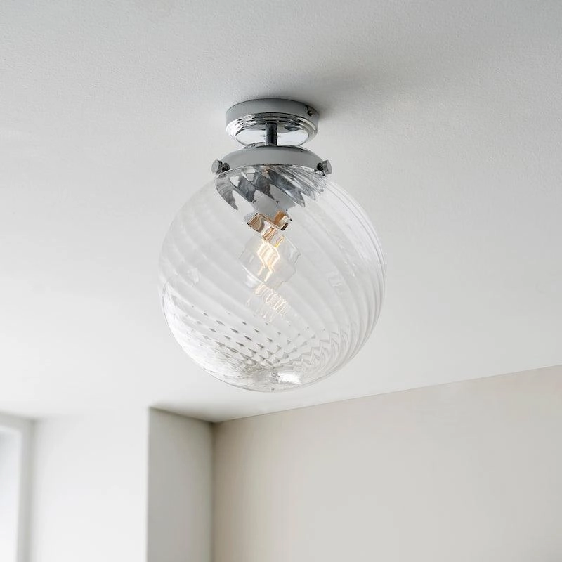 Endon Milston 1 Light Glass Flush Bathroom Ceiling Light