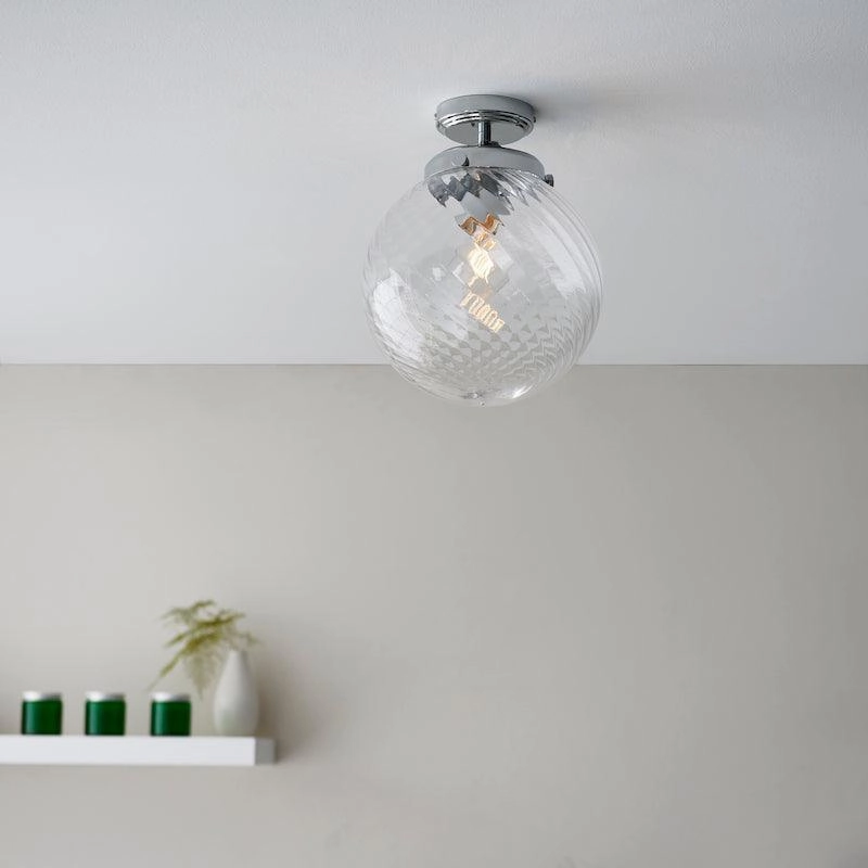 Endon Milston 1 Light Glass Flush Bathroom Ceiling Light