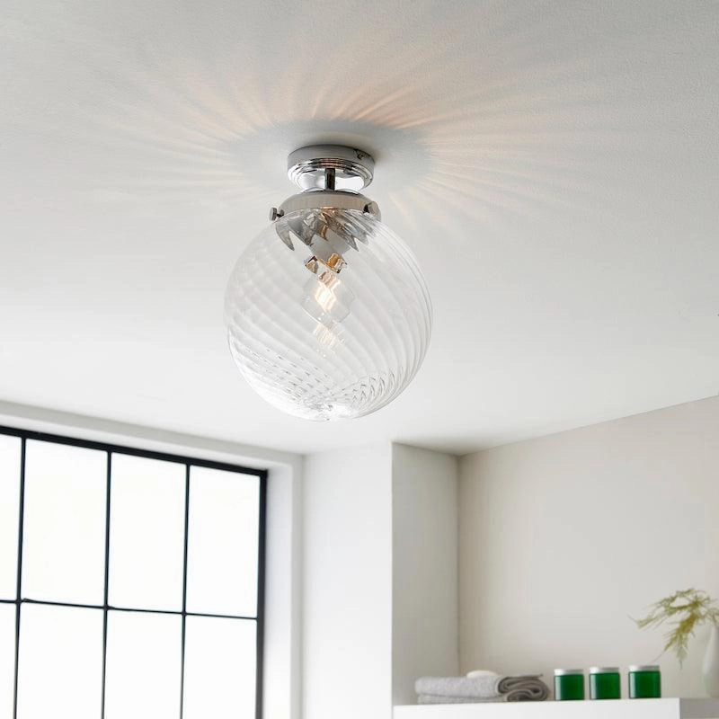 Endon Milston 1 Light Glass Flush Bathroom Ceiling Light