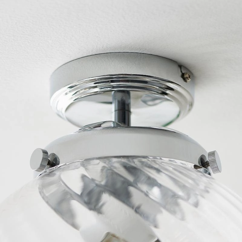 Endon Milston 1 Light Glass Flush Bathroom Ceiling Light