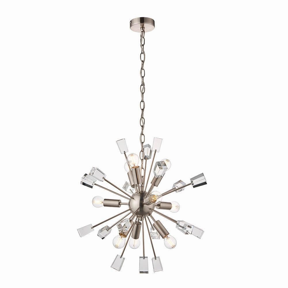 Endon Miro 9 Light Satin Nickel Pendant Ceiling Light