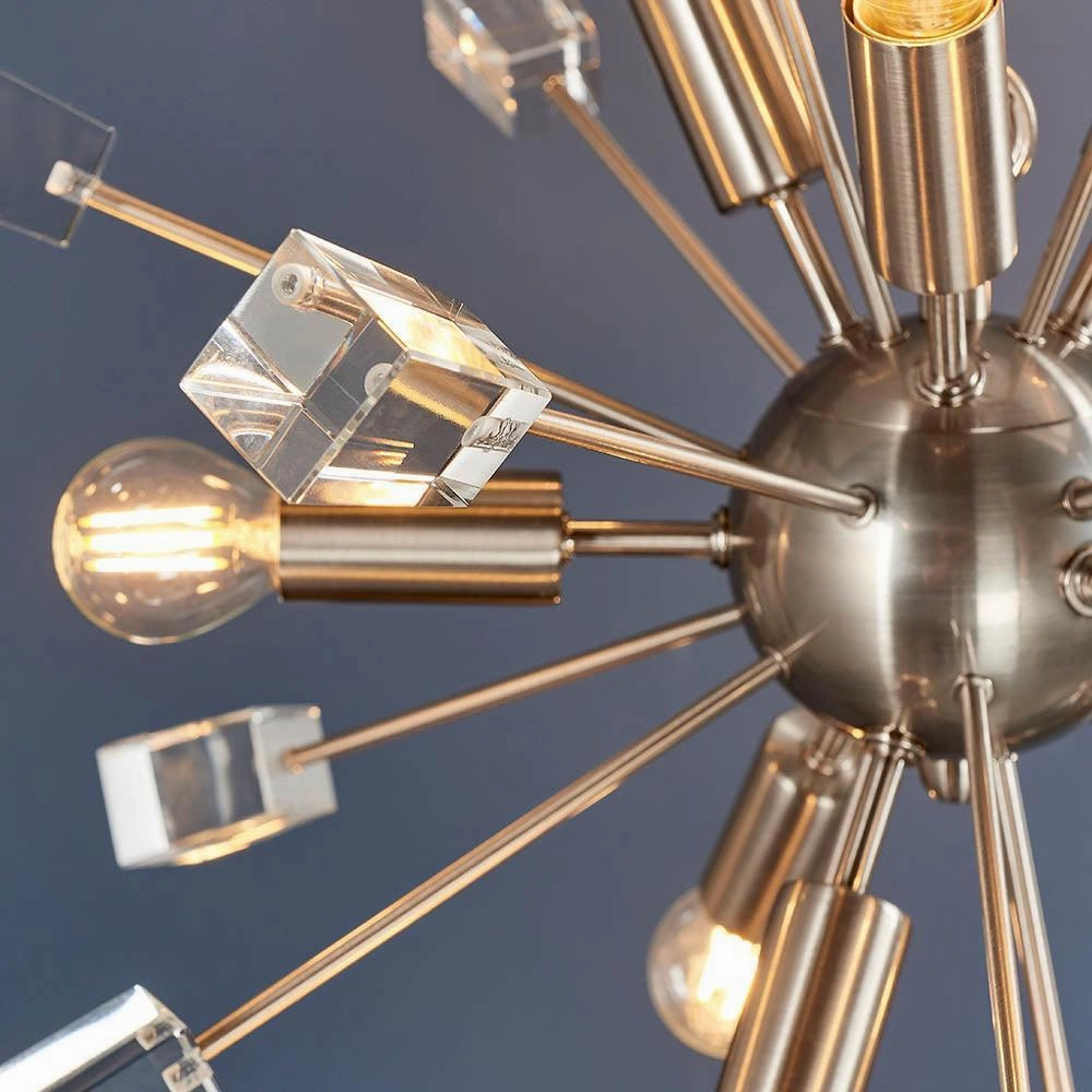 Endon Miro 9 Light Satin Nickel Pendant Ceiling Light