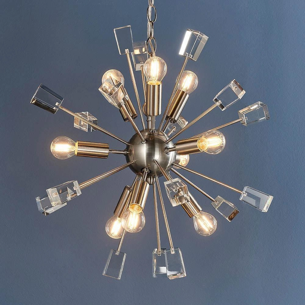 Endon Miro 9 Light Satin Nickel Pendant Ceiling Light