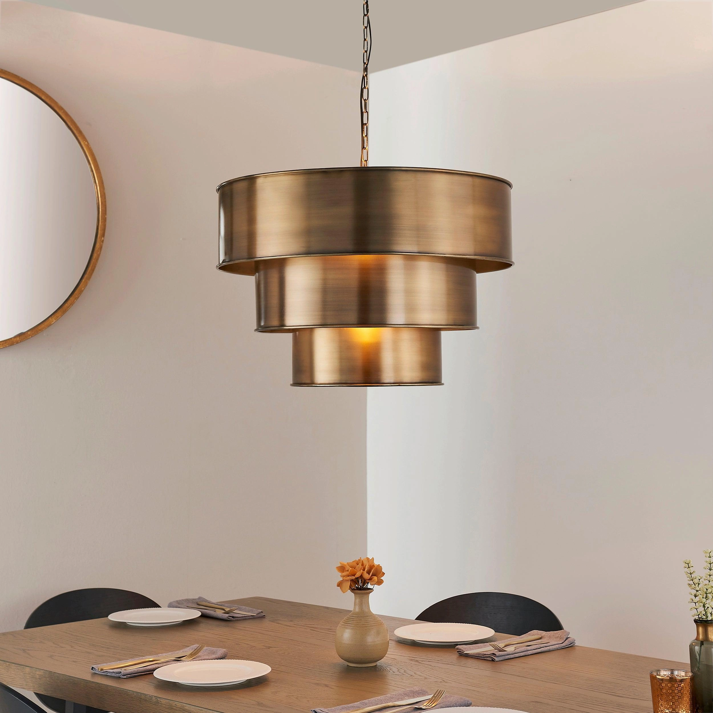 Endon Morad 1 Light Aged Brass Pendant Ceiling Light