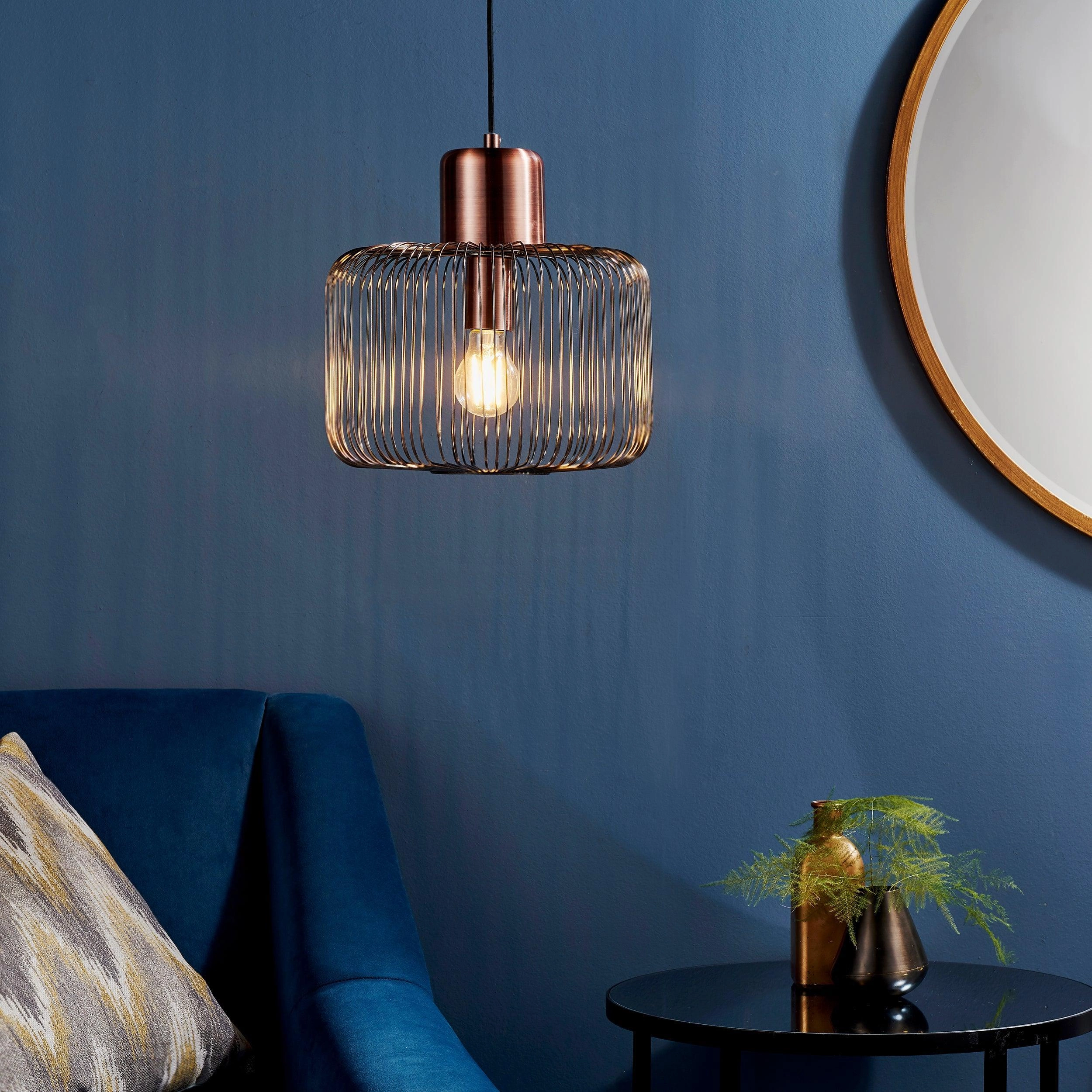 Endon Nicola 1 Light Antique Copper Pendant