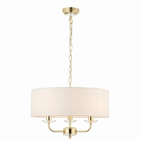 Endon Nixon 3 Light Brass & Glass Ceiling Pendant With Shade simple ceiling design light