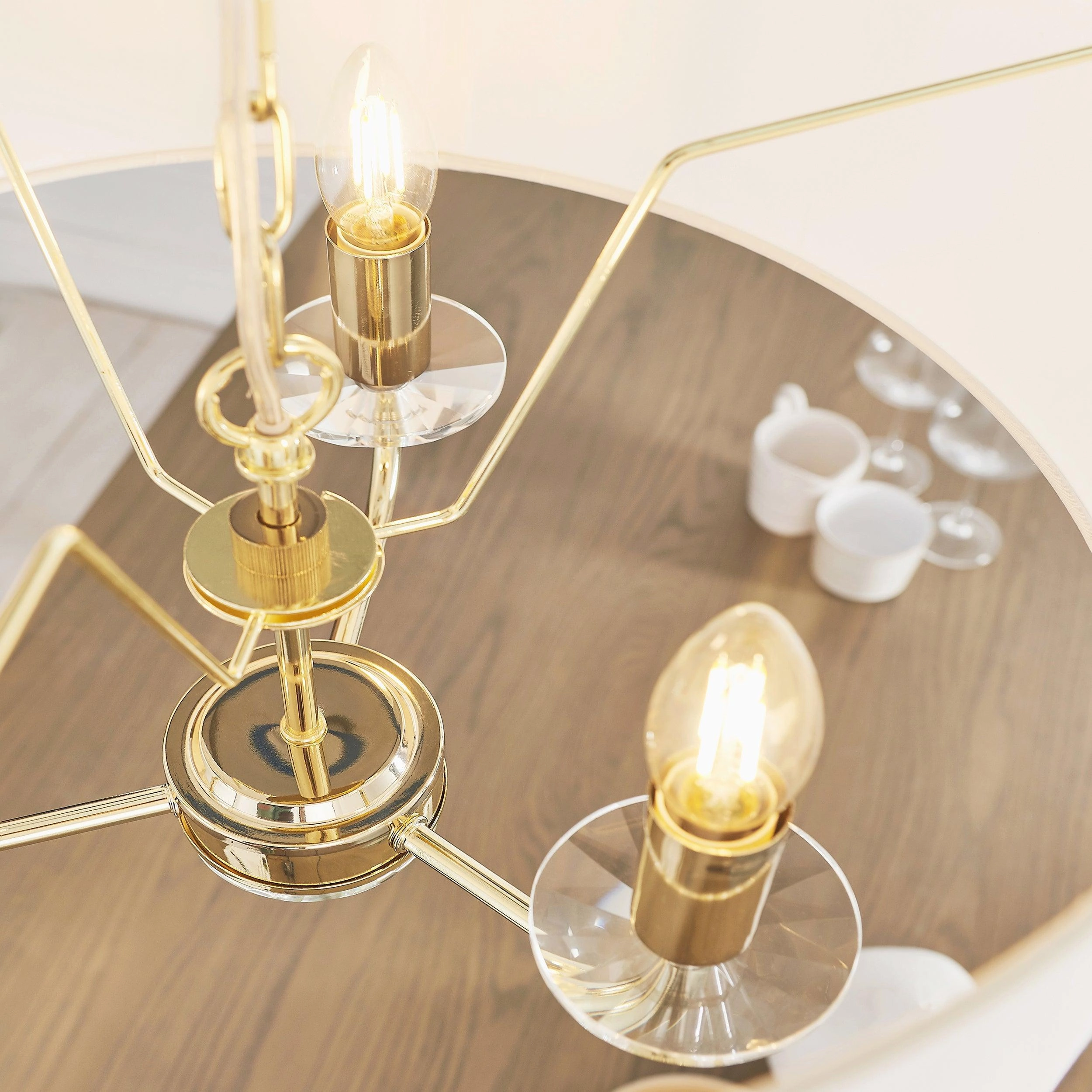 Endon Nixon 3 Light Brass & Glass Ceiling Pendant With Shade