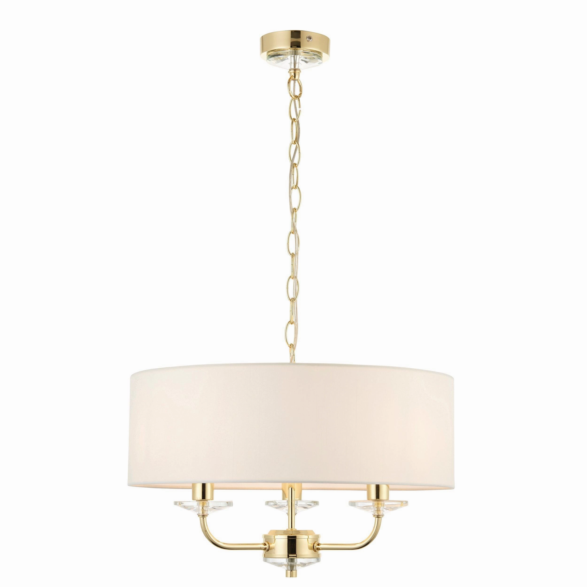Endon Nixon 3 Light Brass & Glass Ceiling Pendant With Shade simple ceiling design light