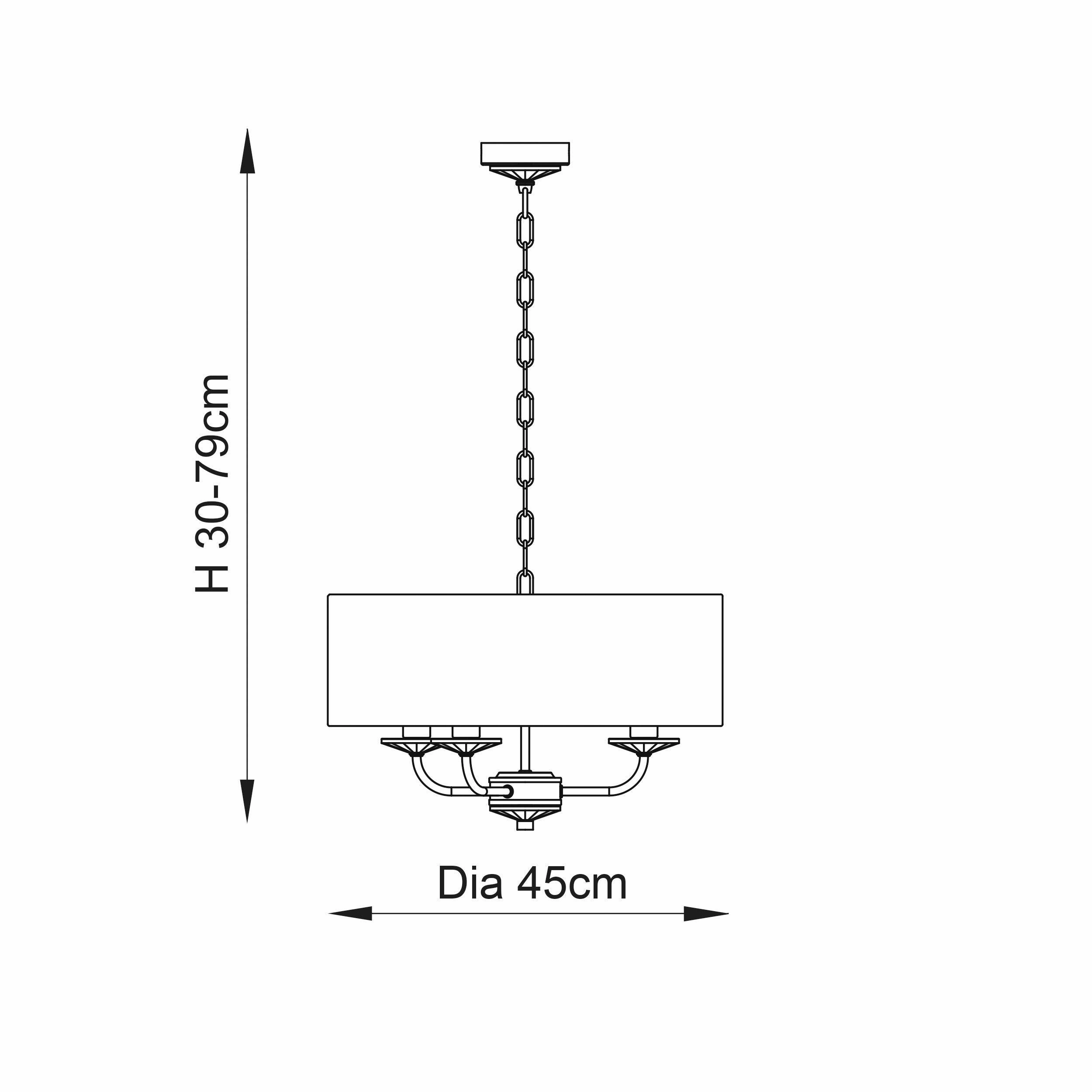 Endon Nixon 3 Light Brass & Glass Ceiling Pendant With Shade