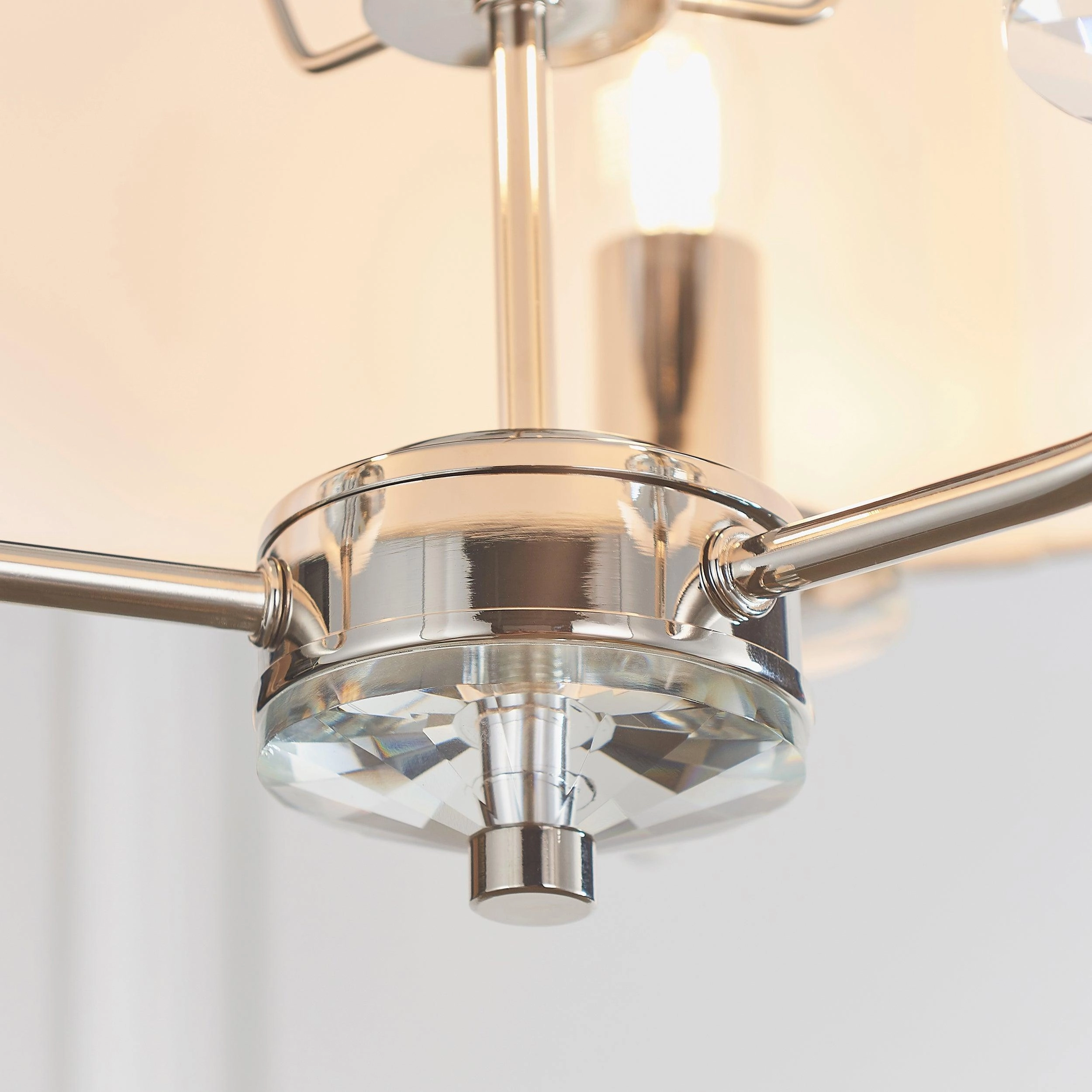 Endon Nixon 3 Light Nickel & Crystal Glass Ceiling Pendant