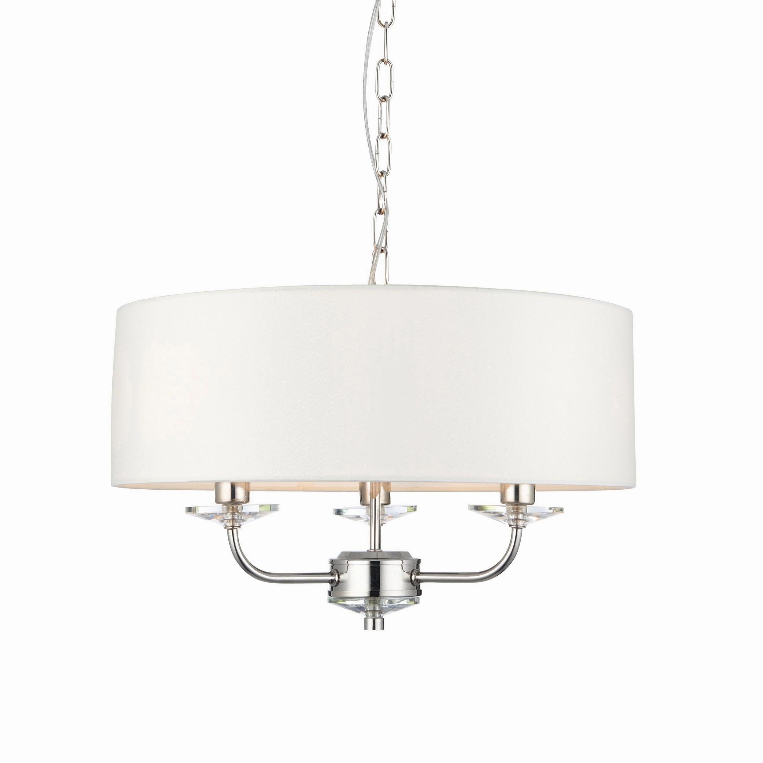 Endon Nixon 3 Light Nickel & Crystal Glass Ceiling Pendant