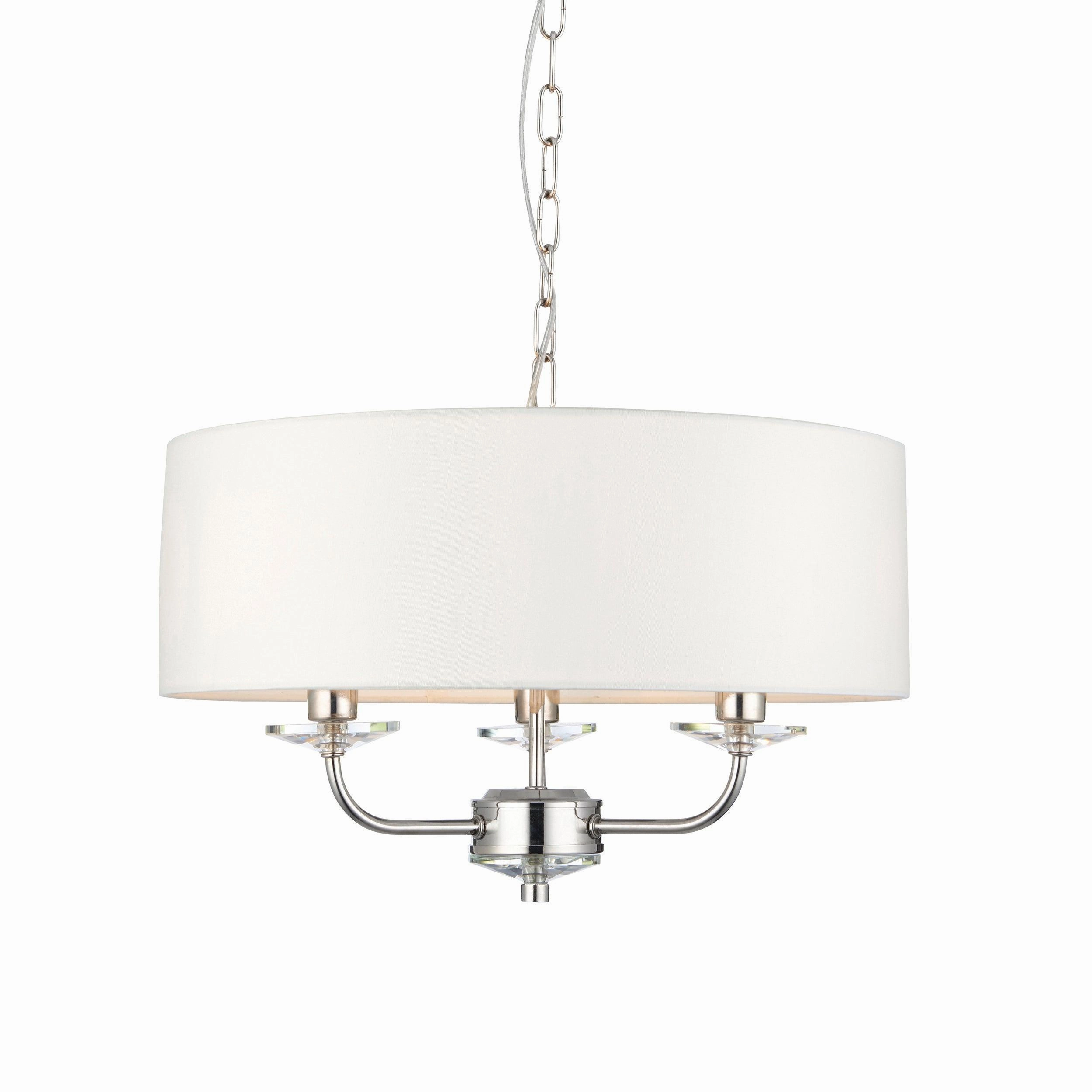 Endon Nixon 3 Light Nickel & Crystal Glass Ceiling Pendant