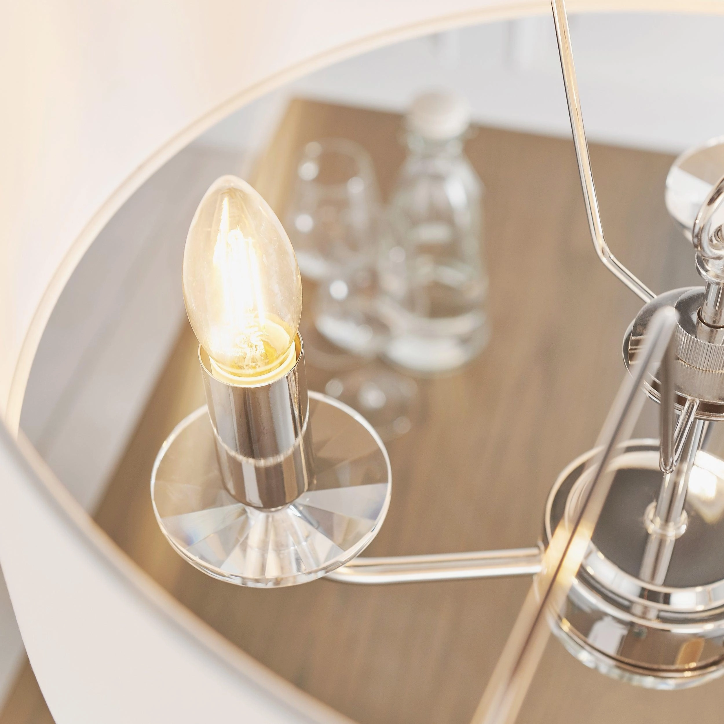 Endon Nixon 3 Light Nickel & Crystal Glass Ceiling Pendant