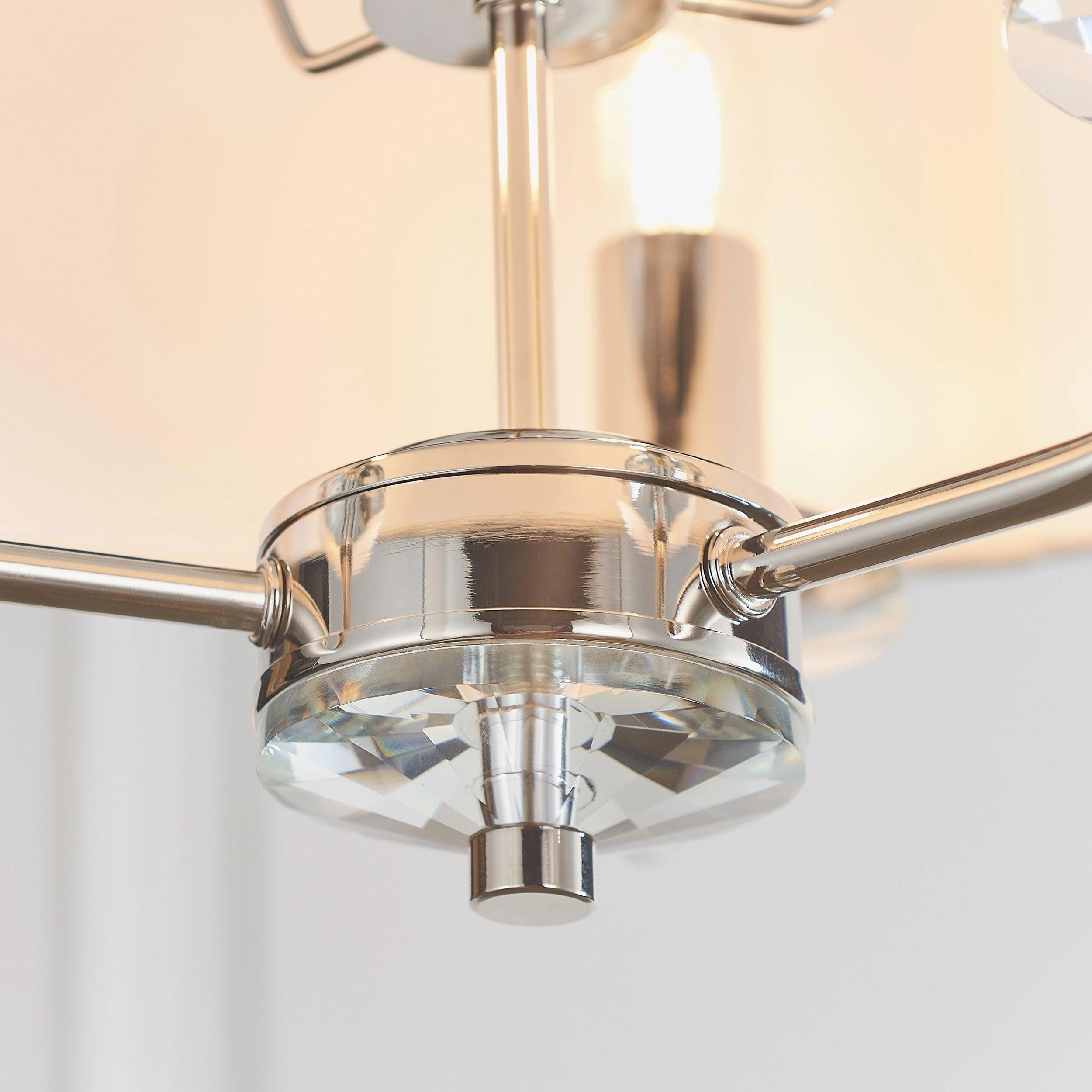 Endon Nixon 3 Light Nickel & Crystal Glass Ceiling Pendant