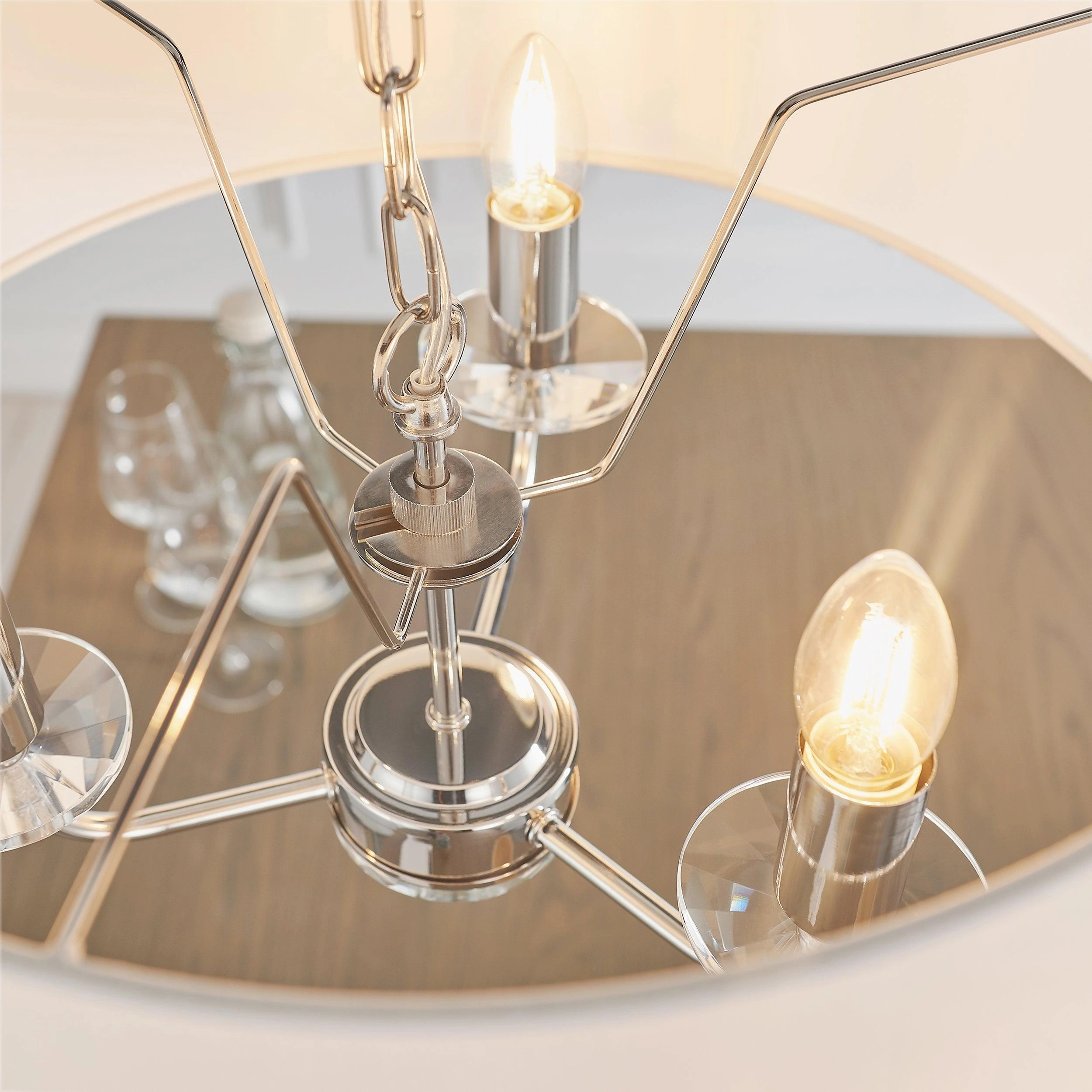 Endon Nixon 3 Light Nickel & Crystal Glass Ceiling Pendant