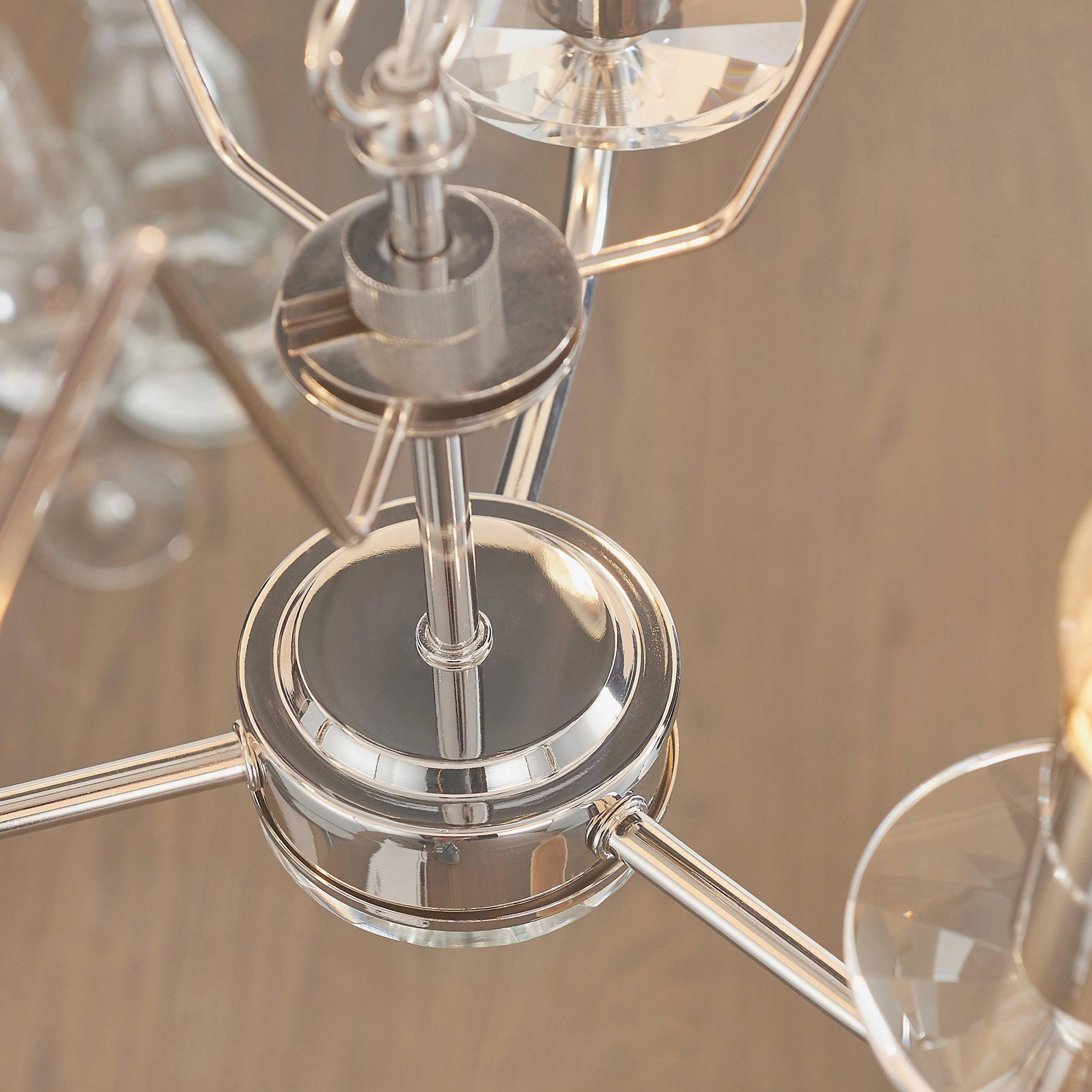 Endon Nixon 3 Light Nickel & Crystal Glass Ceiling Pendant