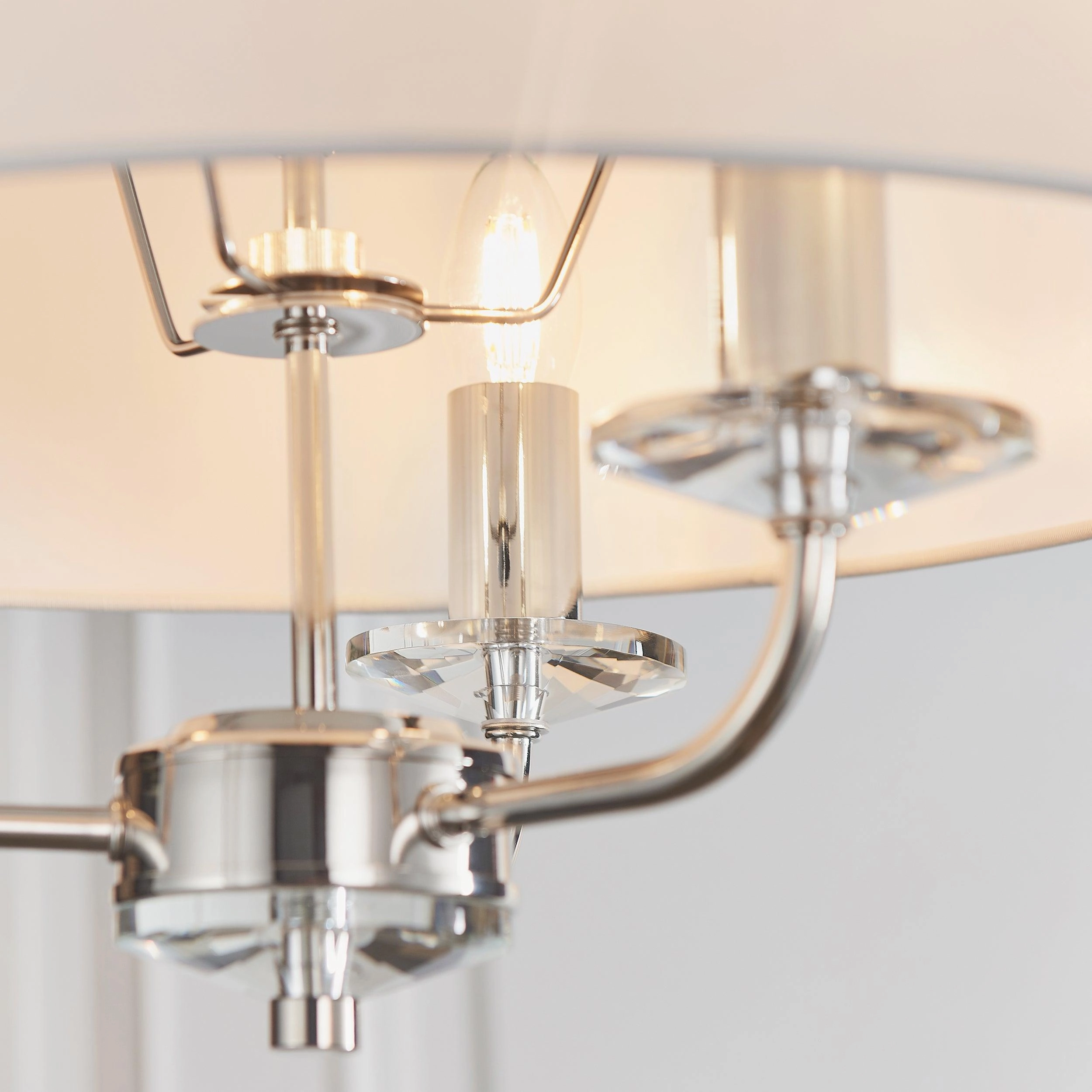 Endon Nixon 3 Light Nickel & Crystal Glass Ceiling Pendant