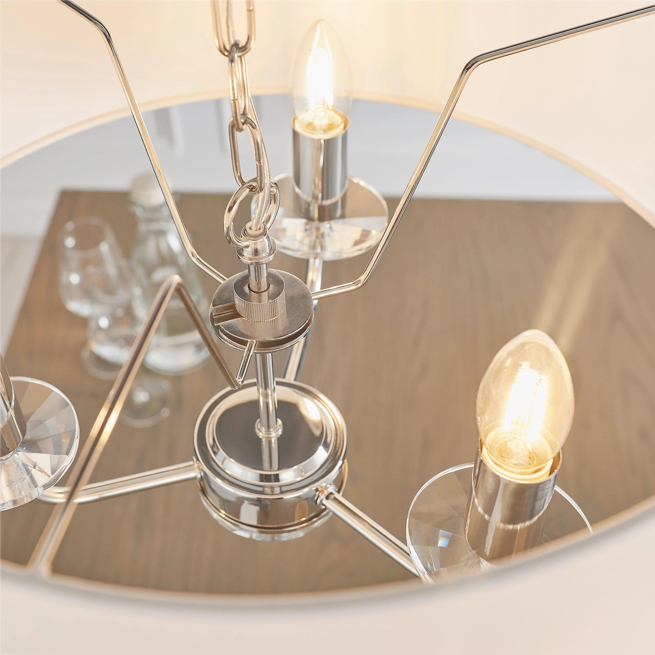 Endon Nixon 3 Light Nickel & Crystal Glass Ceiling Pendant