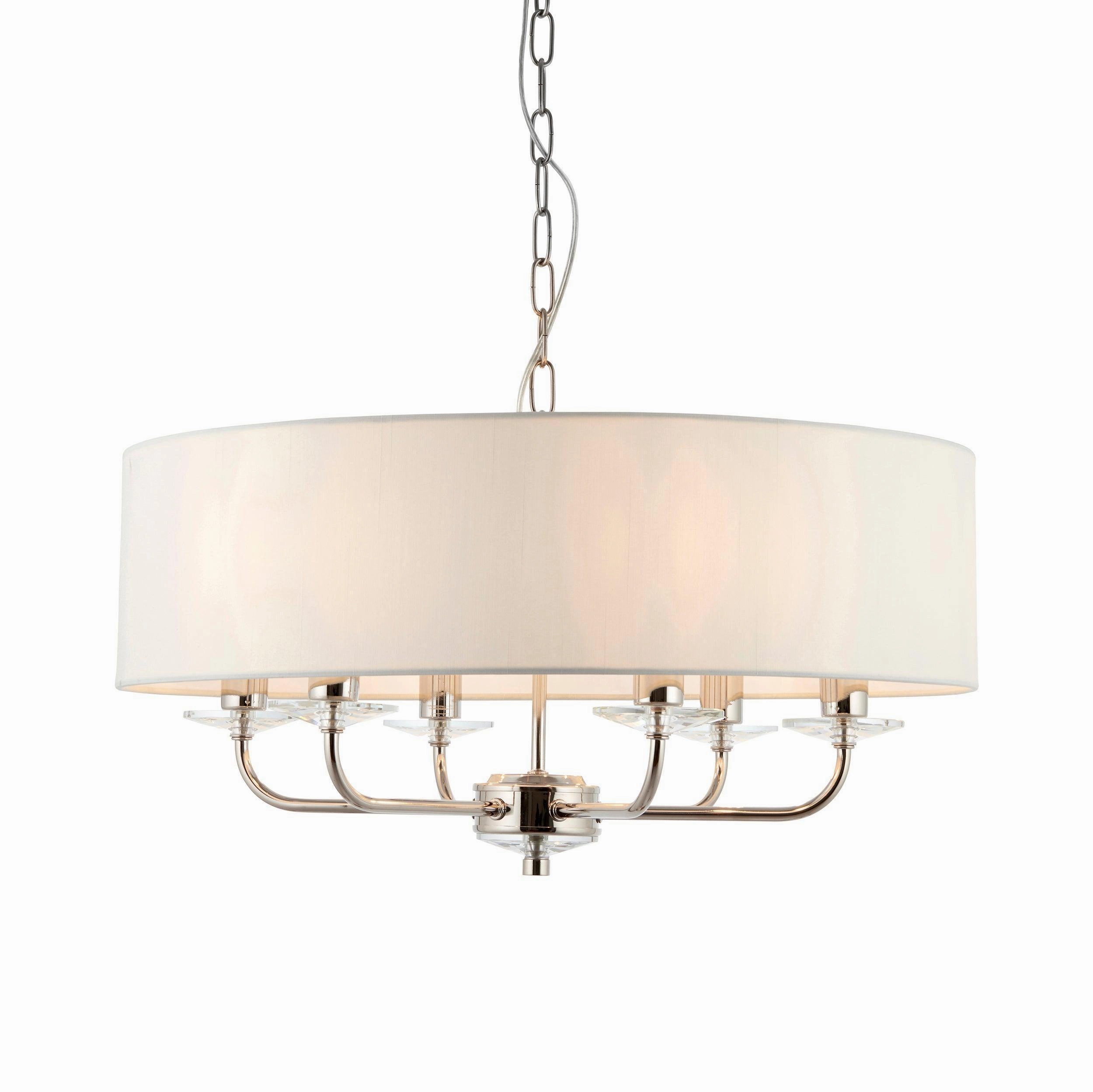 Endon Nixon 6 Arm Bright Nickel Pendant Ceiling Light