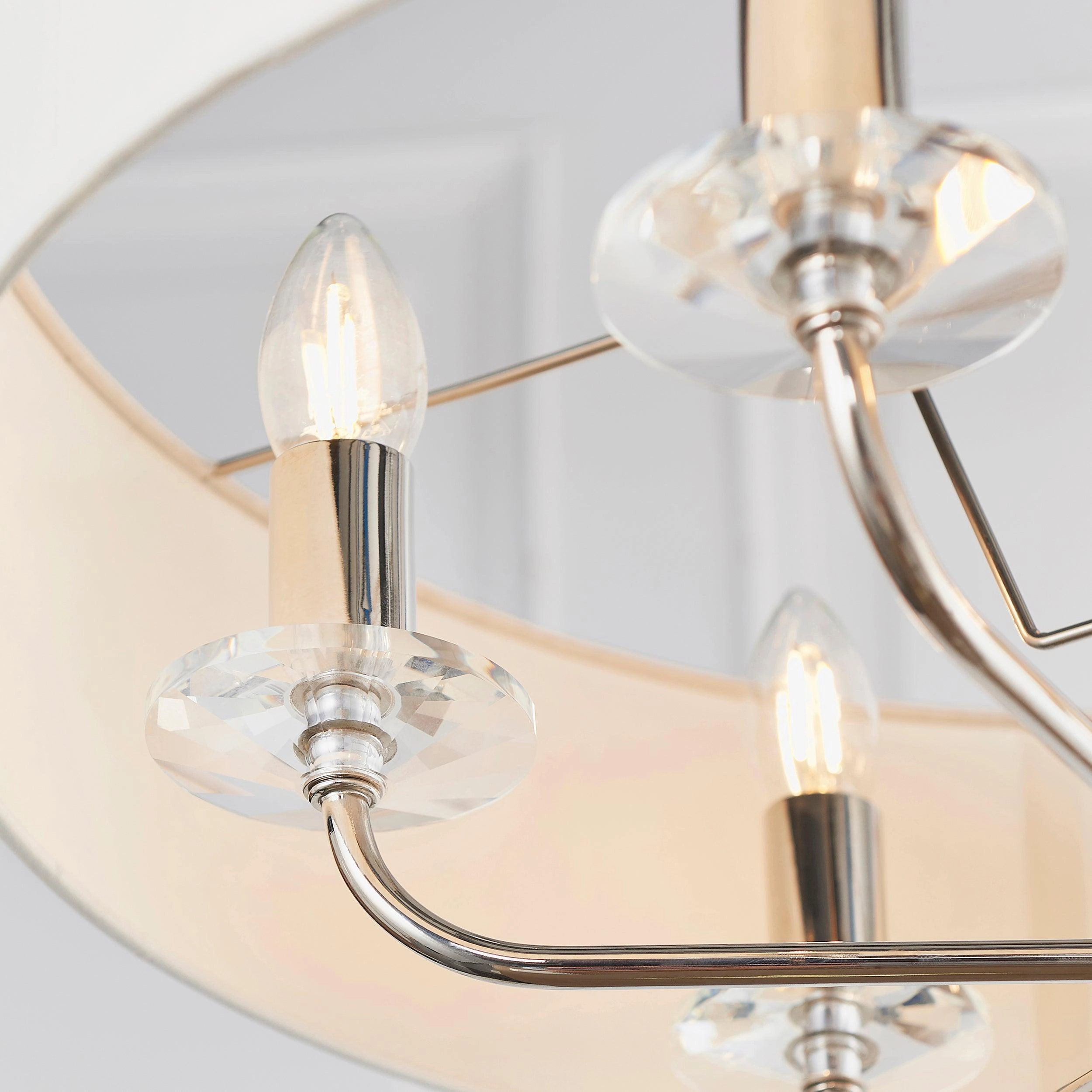 Endon Nixon 6 Arm Bright Nickel Pendant Ceiling Light