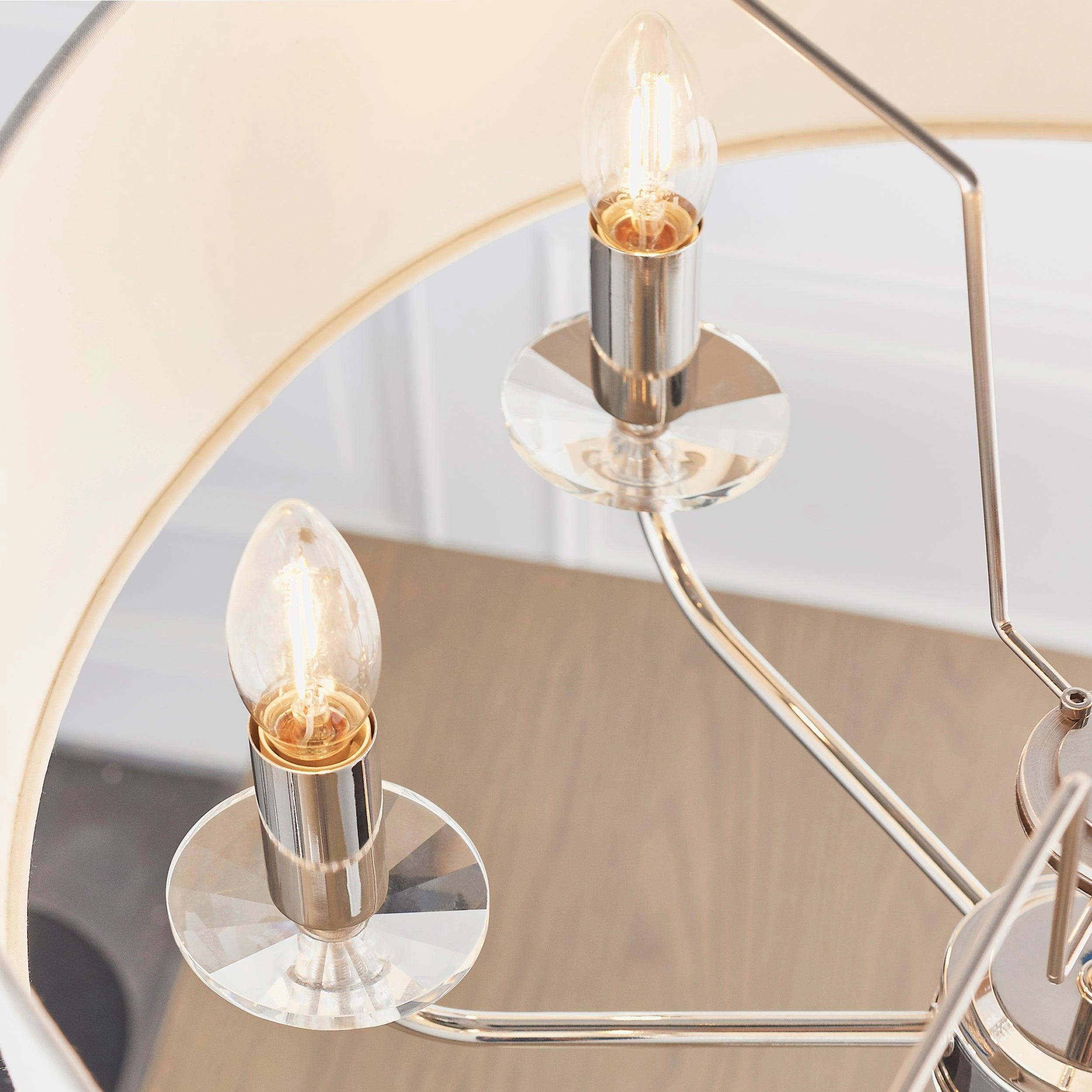 Endon Nixon 6 Arm Bright Nickel Pendant Ceiling Light